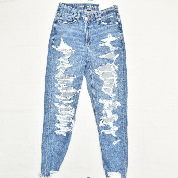 American Eagle Outfitters Denim - NEW American Eagle Women's Mom Jeans Highest Rise Cotton Blend Blue Size 4 / 27W